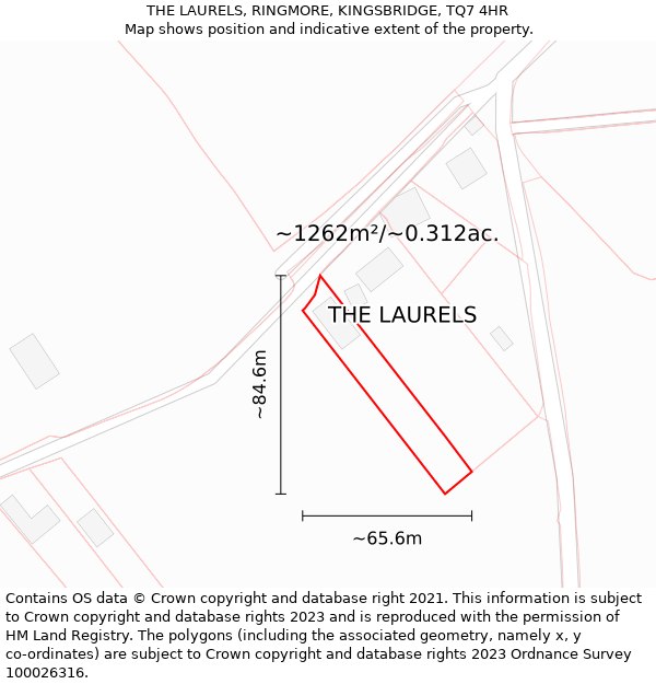 THE LAURELS, RINGMORE, KINGSBRIDGE, TQ7 4HR: Plot and title map