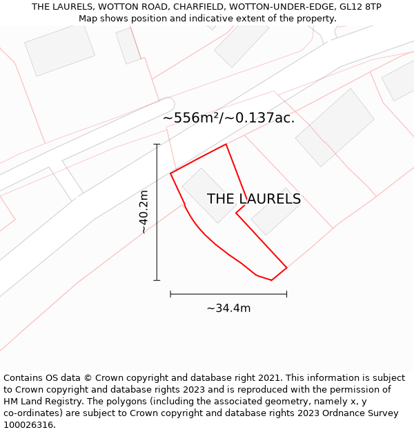 THE LAURELS, WOTTON ROAD, CHARFIELD, WOTTON-UNDER-EDGE, GL12 8TP: Plot and title map