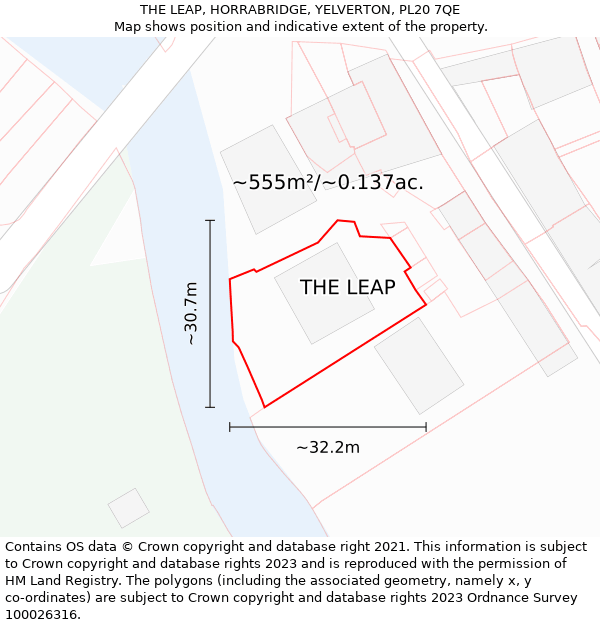 THE LEAP, HORRABRIDGE, YELVERTON, PL20 7QE: Plot and title map
