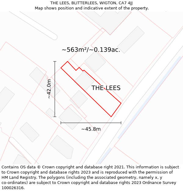 THE LEES, BLITTERLEES, WIGTON, CA7 4JJ: Plot and title map