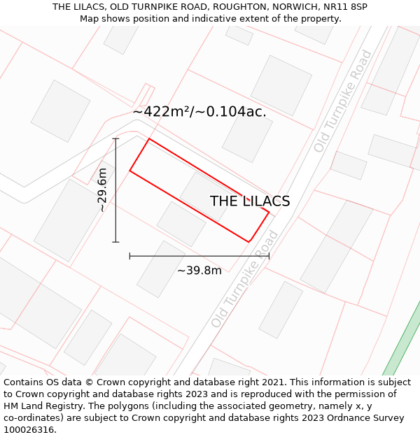 THE LILACS, OLD TURNPIKE ROAD, ROUGHTON, NORWICH, NR11 8SP: Plot and title map