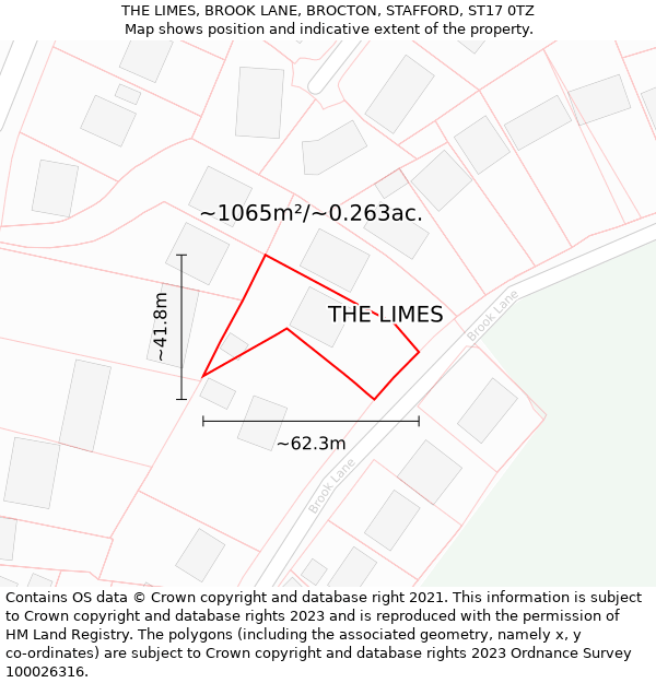 THE LIMES, BROOK LANE, BROCTON, STAFFORD, ST17 0TZ: Plot and title map