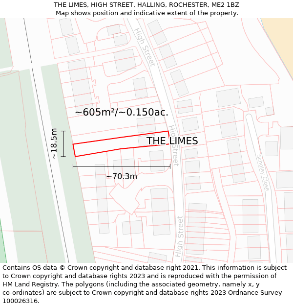 THE LIMES, HIGH STREET, HALLING, ROCHESTER, ME2 1BZ: Plot and title map