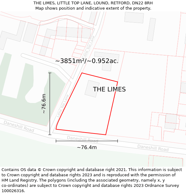 THE LIMES, LITTLE TOP LANE, LOUND, RETFORD, DN22 8RH: Plot and title map
