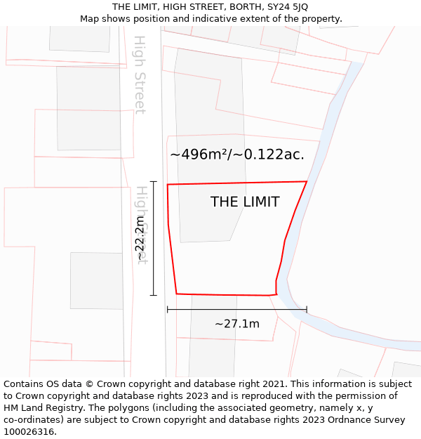 THE LIMIT, HIGH STREET, BORTH, SY24 5JQ: Plot and title map