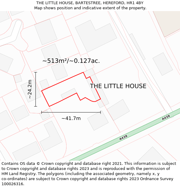 THE LITTLE HOUSE, BARTESTREE, HEREFORD, HR1 4BY: Plot and title map