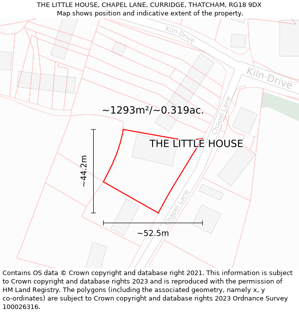 THE LITTLE HOUSE, CHAPEL LANE, CURRIDGE, THATCHAM, RG18 9DX: Plot and title map