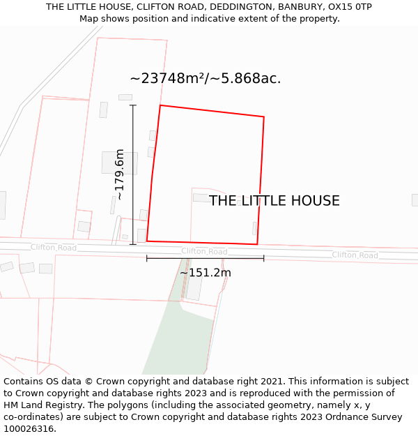 THE LITTLE HOUSE, CLIFTON ROAD, DEDDINGTON, BANBURY, OX15 0TP: Plot and title map