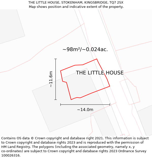 THE LITTLE HOUSE, STOKENHAM, KINGSBRIDGE, TQ7 2SX: Plot and title map