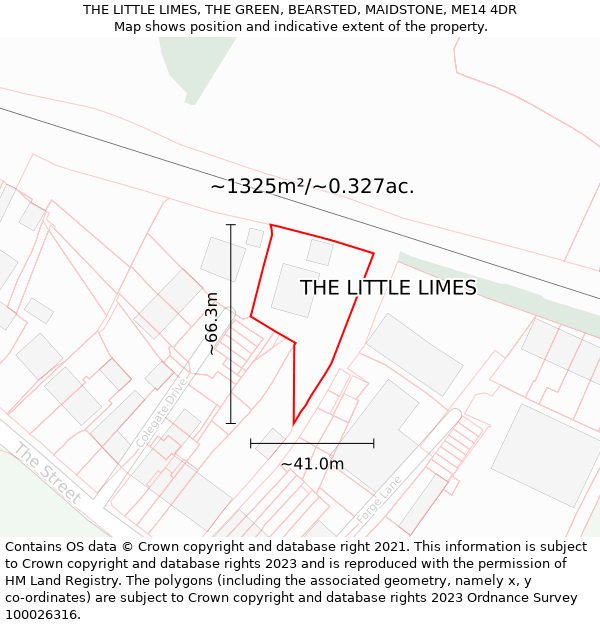 THE LITTLE LIMES, THE GREEN, BEARSTED, MAIDSTONE, ME14 4DR: Plot and title map