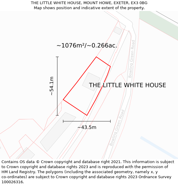 THE LITTLE WHITE HOUSE, MOUNT HOWE, EXETER, EX3 0BG: Plot and title map