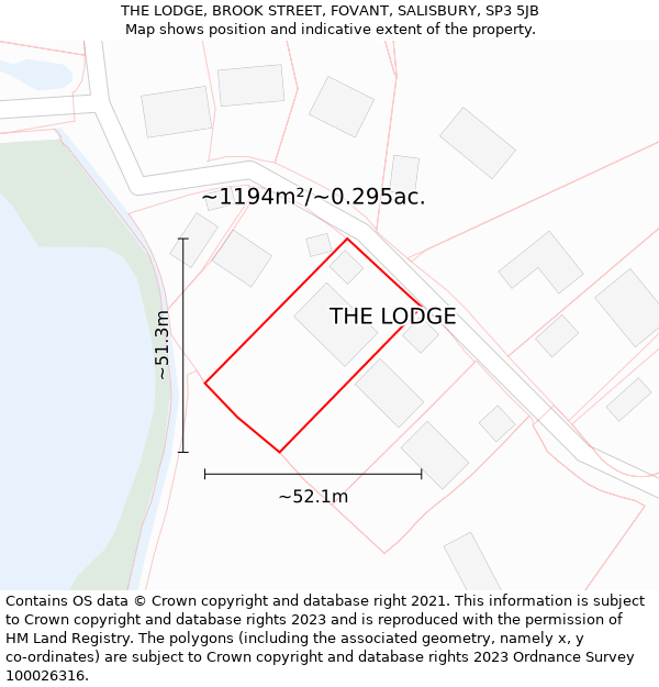 THE LODGE, BROOK STREET, FOVANT, SALISBURY, SP3 5JB: Plot and title map
