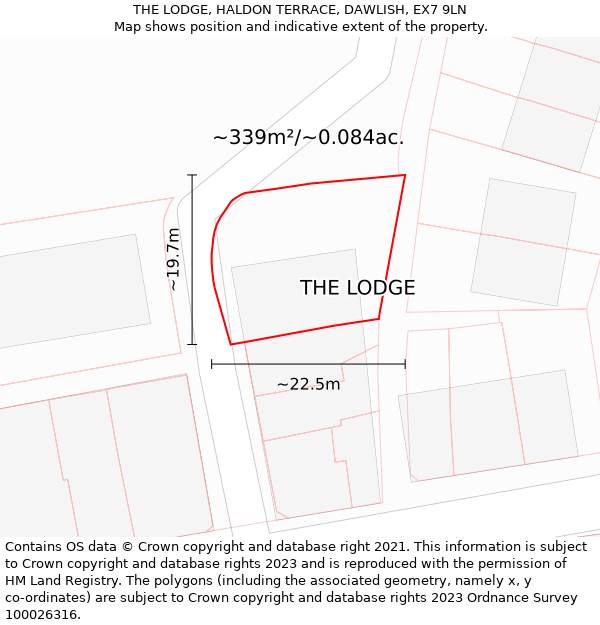 THE LODGE, HALDON TERRACE, DAWLISH, EX7 9LN: Plot and title map