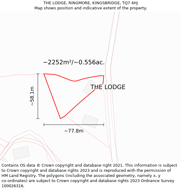 THE LODGE, RINGMORE, KINGSBRIDGE, TQ7 4HJ: Plot and title map