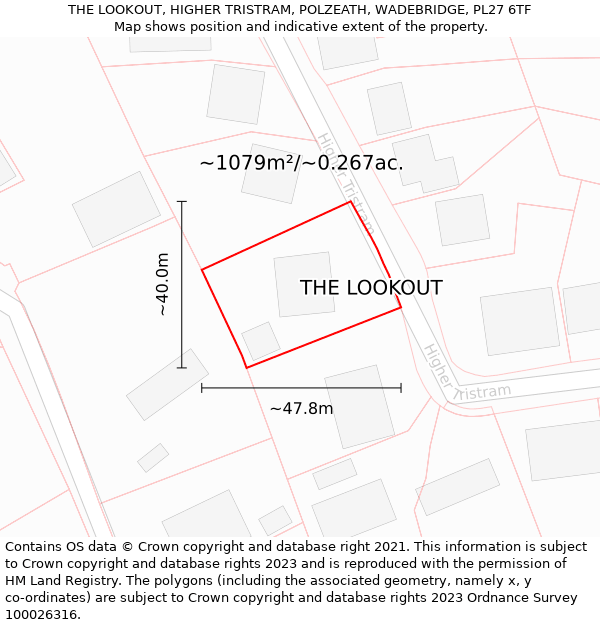 THE LOOKOUT, HIGHER TRISTRAM, POLZEATH, WADEBRIDGE, PL27 6TF: Plot and title map