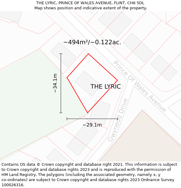 THE LYRIC, PRINCE OF WALES AVENUE, FLINT, CH6 5DL: Plot and title map