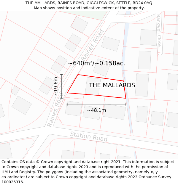 THE MALLARDS, RAINES ROAD, GIGGLESWICK, SETTLE, BD24 0AQ: Plot and title map