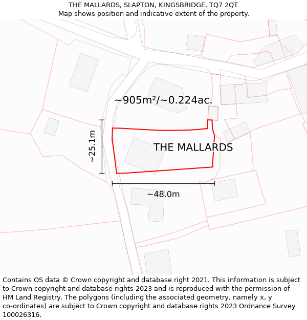 THE MALLARDS, SLAPTON, KINGSBRIDGE, TQ7 2QT: Plot and title map