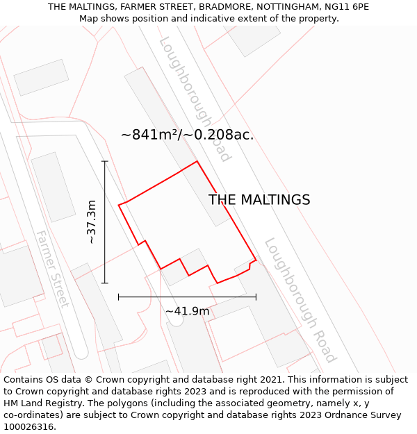 THE MALTINGS, FARMER STREET, BRADMORE, NOTTINGHAM, NG11 6PE: Plot and title map