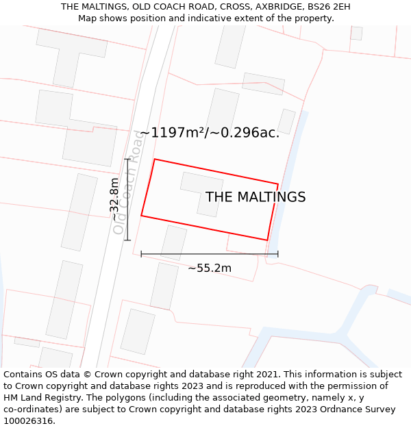 THE MALTINGS, OLD COACH ROAD, CROSS, AXBRIDGE, BS26 2EH: Plot and title map