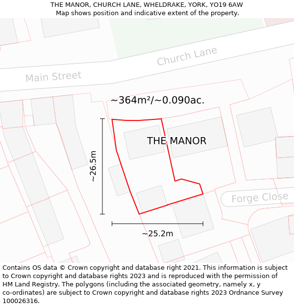 THE MANOR, CHURCH LANE, WHELDRAKE, YORK, YO19 6AW: Plot and title map