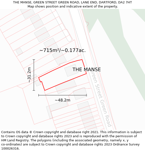 THE MANSE, GREEN STREET GREEN ROAD, LANE END, DARTFORD, DA2 7HT: Plot and title map