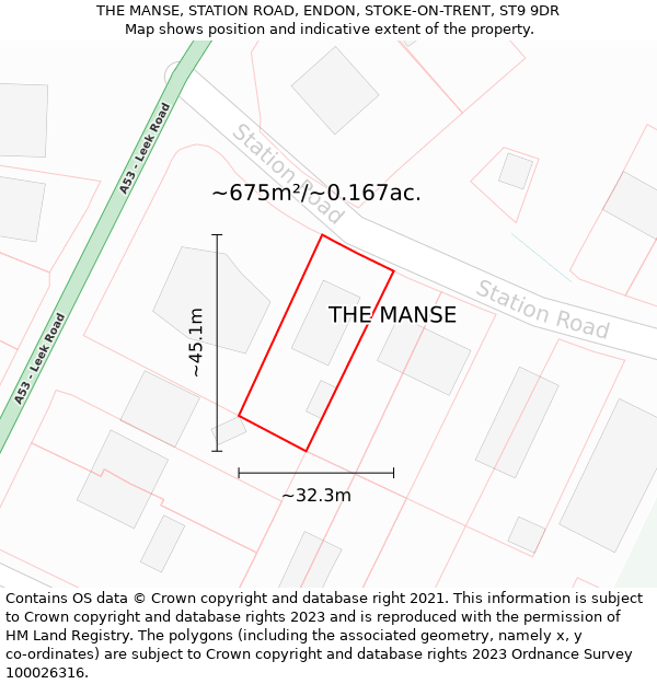 THE MANSE, STATION ROAD, ENDON, STOKE-ON-TRENT, ST9 9DR: Plot and title map