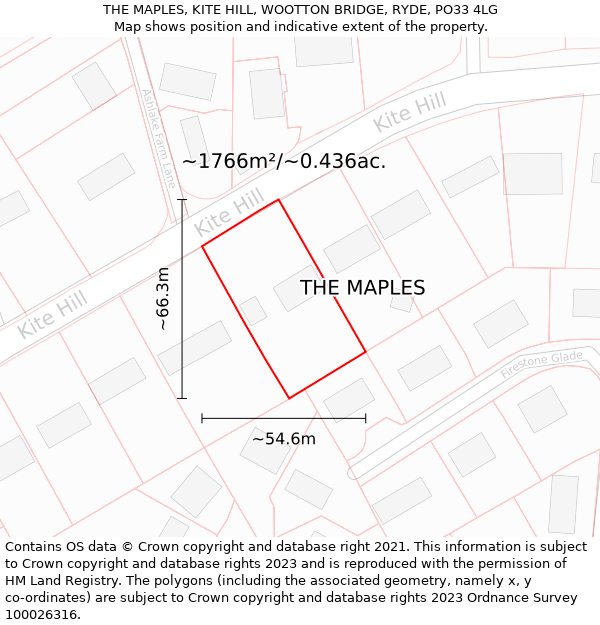 THE MAPLES, KITE HILL, WOOTTON BRIDGE, RYDE, PO33 4LG: Plot and title map