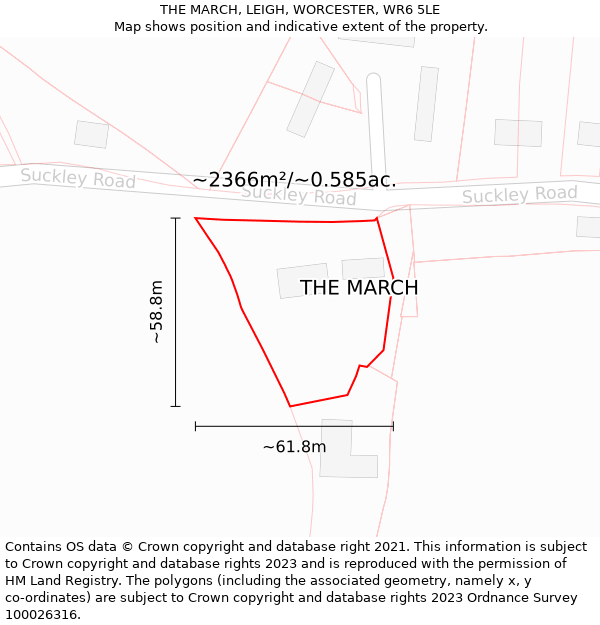 THE MARCH, LEIGH, WORCESTER, WR6 5LE: Plot and title map