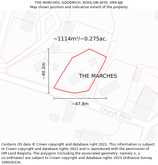 THE MARCHES, GOODRICH, ROSS-ON-WYE, HR9 6JE: Plot and title map