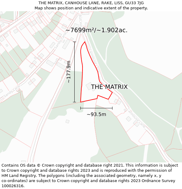 THE MATRIX, CANHOUSE LANE, RAKE, LISS, GU33 7JG: Plot and title map