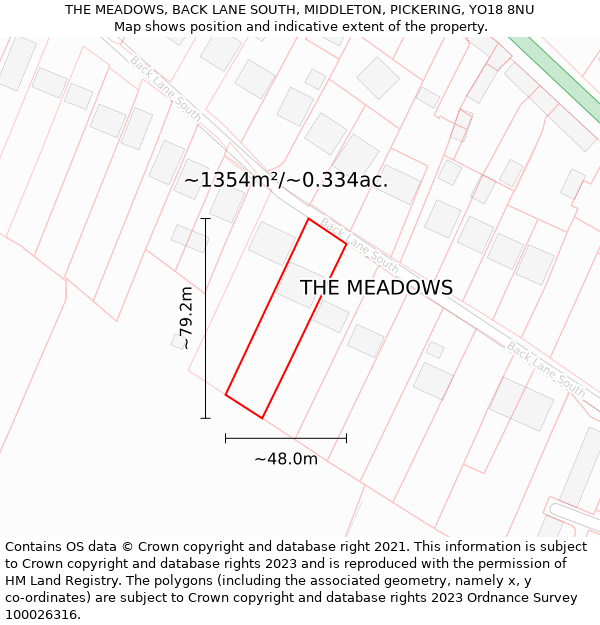 THE MEADOWS, BACK LANE SOUTH, MIDDLETON, PICKERING, YO18 8NU: Plot and title map