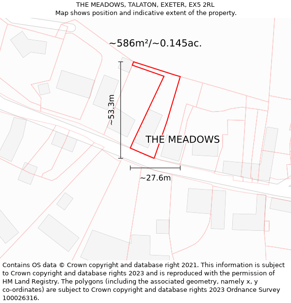 THE MEADOWS, TALATON, EXETER, EX5 2RL: Plot and title map