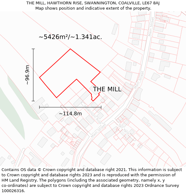 THE MILL, HAWTHORN RISE, SWANNINGTON, COALVILLE, LE67 8AJ: Plot and title map