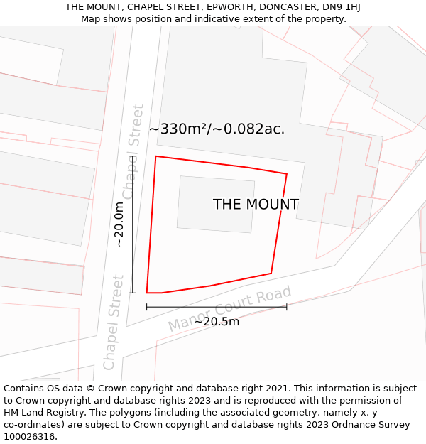 THE MOUNT, CHAPEL STREET, EPWORTH, DONCASTER, DN9 1HJ: Plot and title map
