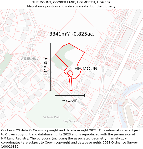 THE MOUNT, COOPER LANE, HOLMFIRTH, HD9 3BP: Plot and title map
