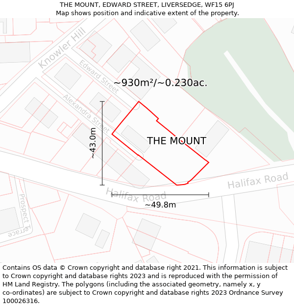 THE MOUNT, EDWARD STREET, LIVERSEDGE, WF15 6PJ: Plot and title map
