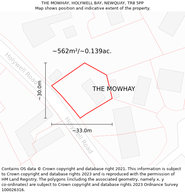 THE MOWHAY, HOLYWELL BAY, NEWQUAY, TR8 5PP: Plot and title map