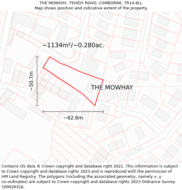 THE MOWHAY, TEHIDY ROAD, CAMBORNE, TR14 8LL: Plot and title map