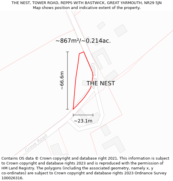 THE NEST, TOWER ROAD, REPPS WITH BASTWICK, GREAT YARMOUTH, NR29 5JN: Plot and title map