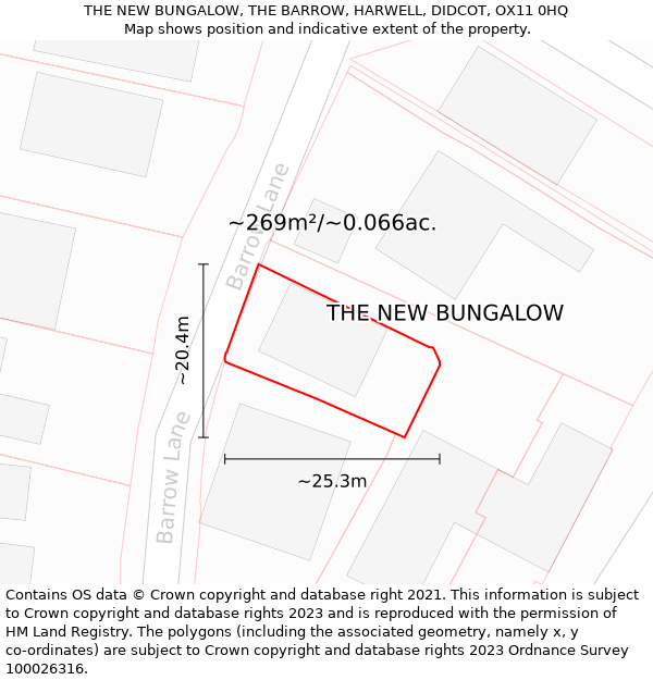 THE NEW BUNGALOW, THE BARROW, HARWELL, DIDCOT, OX11 0HQ: Plot and title map