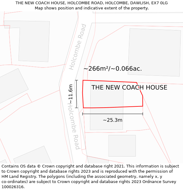 THE NEW COACH HOUSE, HOLCOMBE ROAD, HOLCOMBE, DAWLISH, EX7 0LG: Plot and title map