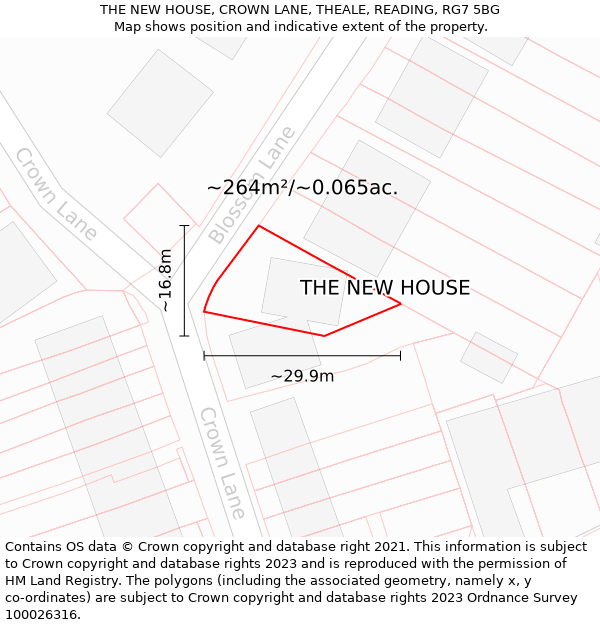 THE NEW HOUSE, CROWN LANE, THEALE, READING, RG7 5BG: Plot and title map