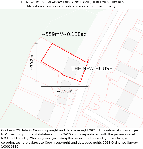THE NEW HOUSE, MEADOW END, KINGSTONE, HEREFORD, HR2 9ES: Plot and title map