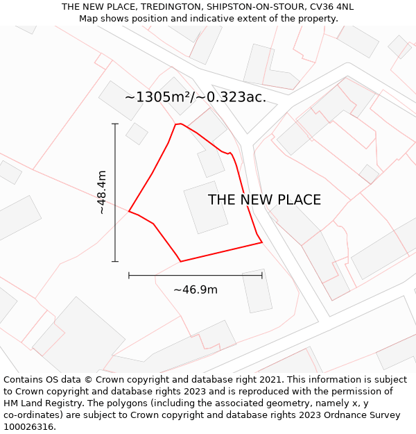 THE NEW PLACE, TREDINGTON, SHIPSTON-ON-STOUR, CV36 4NL: Plot and title map