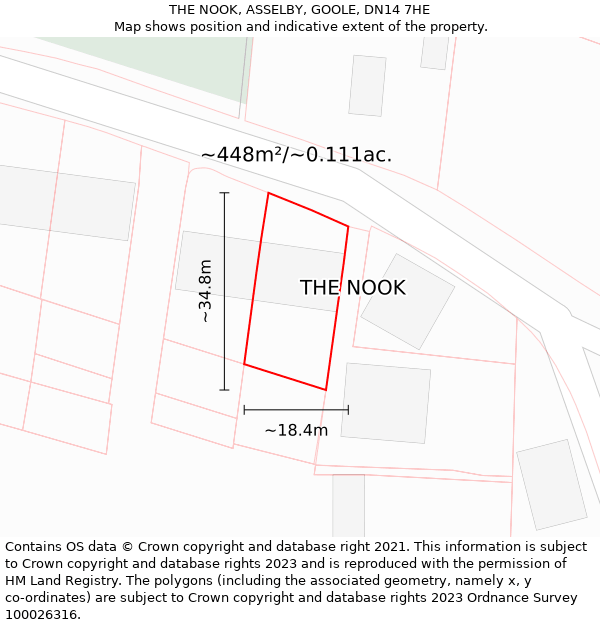 THE NOOK, ASSELBY, GOOLE, DN14 7HE: Plot and title map