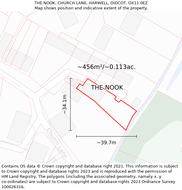 THE NOOK, CHURCH LANE, HARWELL, DIDCOT, OX11 0EZ: Plot and title map