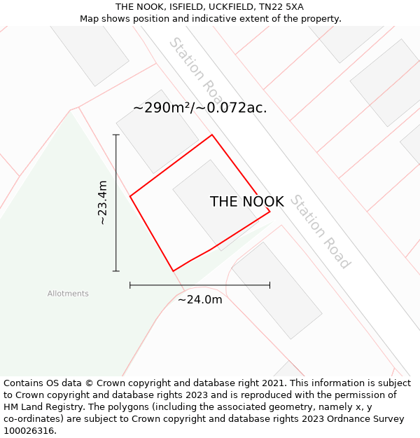 THE NOOK, ISFIELD, UCKFIELD, TN22 5XA: Plot and title map