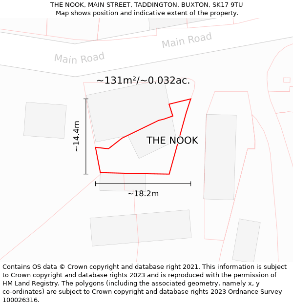 THE NOOK, MAIN STREET, TADDINGTON, BUXTON, SK17 9TU: Plot and title map