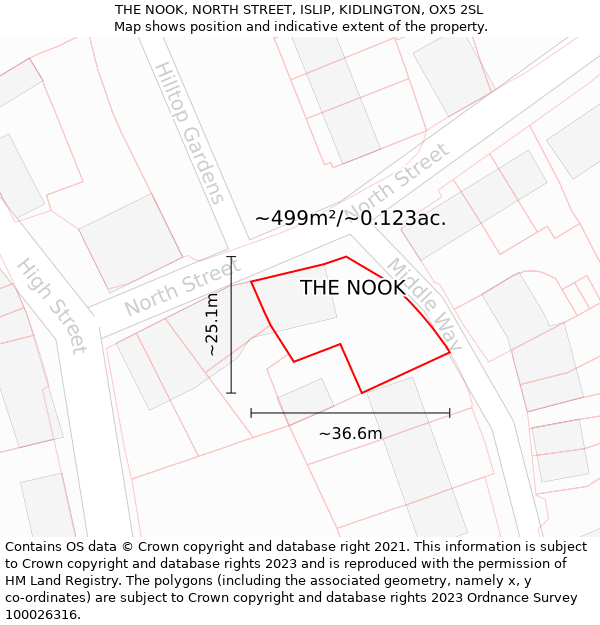 THE NOOK, NORTH STREET, ISLIP, KIDLINGTON, OX5 2SL: Plot and title map